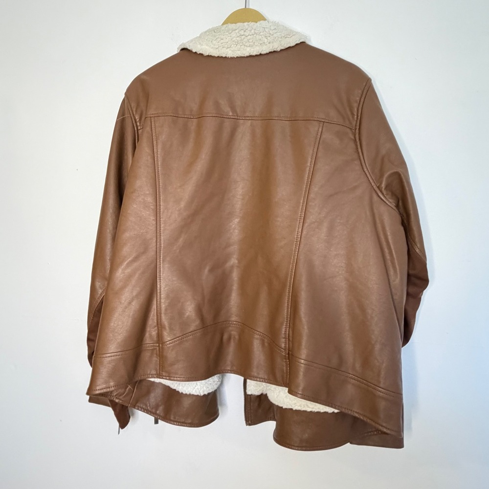 Torrid Faux Leather Moto Jacket Women 4 Brown Aviator - Picture 11 of 12